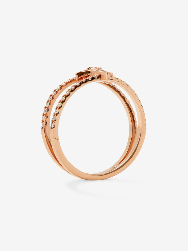 18K rose gold double ring with star and 49 brilliant-cut diamonds with a total of 0.29 cts image number 4