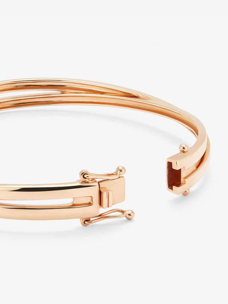 Rigid 18K rose gold bracelet with 3 brilliant-cut diamonds with a total of 0.04 cts image number 4