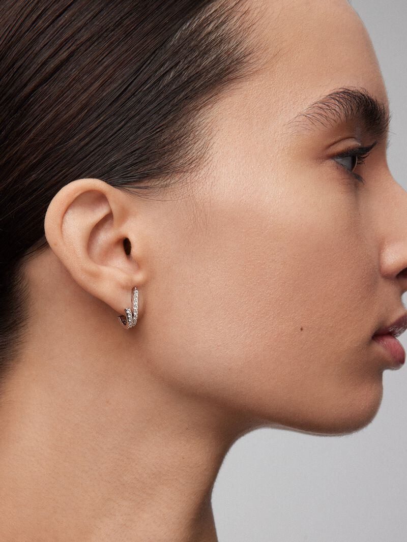 18K white gold earrings with 32 brilliant-cut diamonds with a total of 0.56 cts image number 1