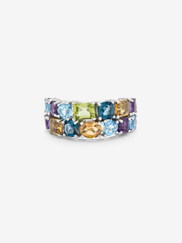 Anillo doble de plata con piedras multicolor, SO16008-AGMULT_V