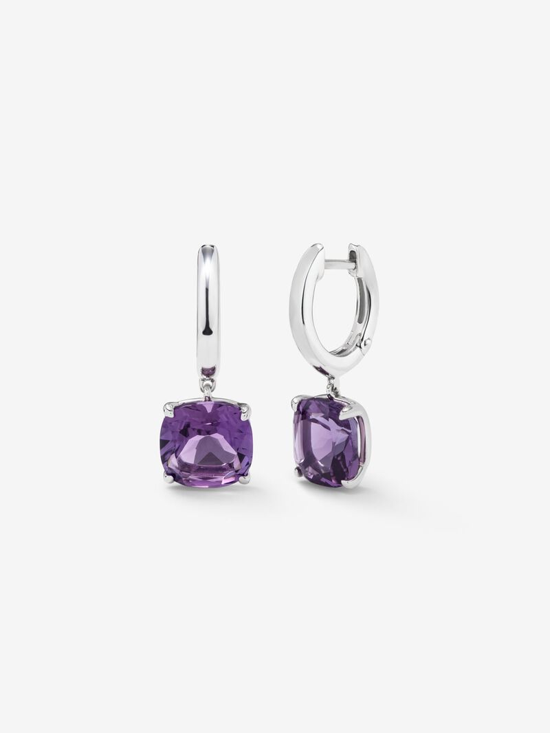 Silver earrings with purple amethists image number 1