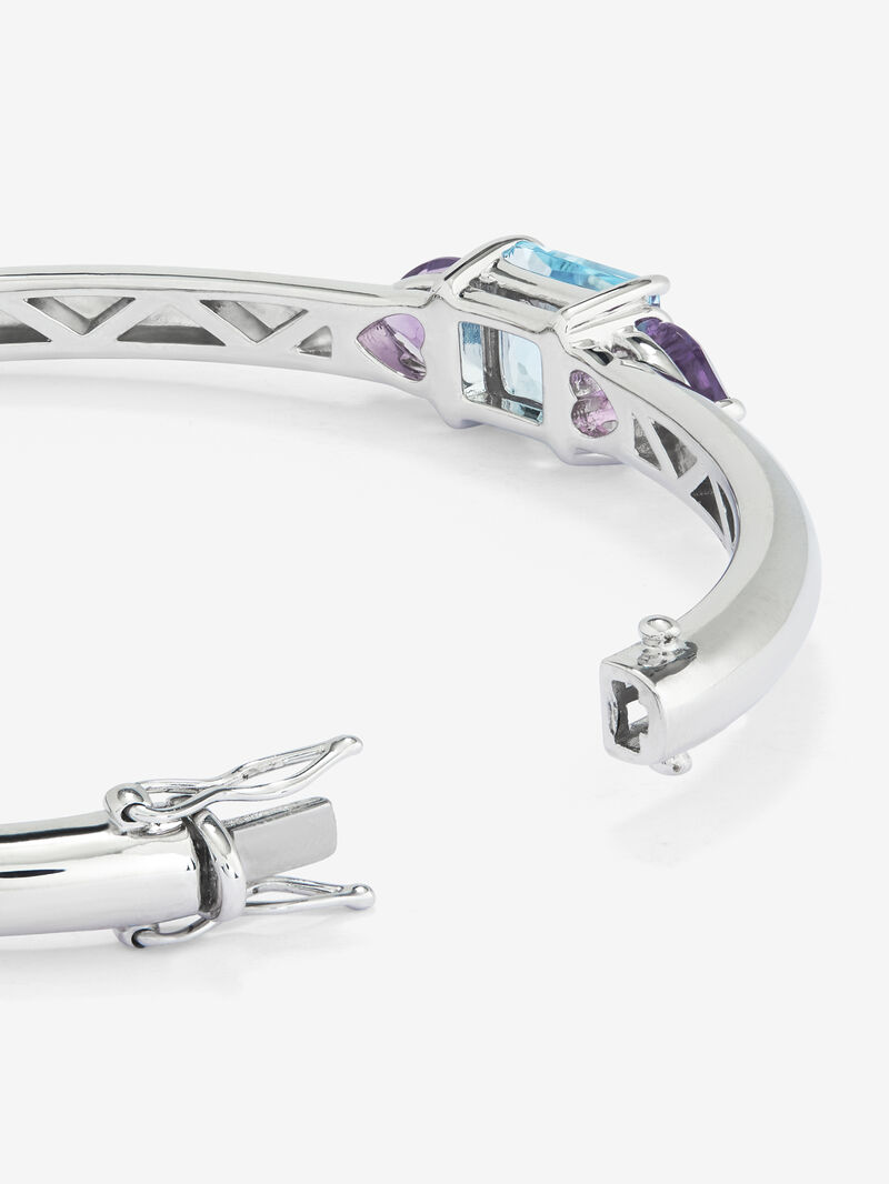 925 Silver rigid bracelet with topaz and amethysts image number 4