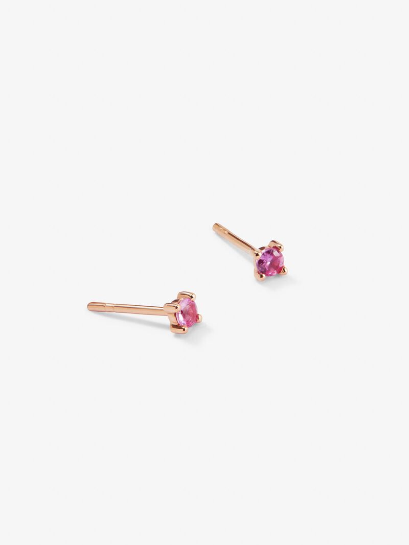 18K rose gold earrings with 2 brilliant-cut pink sapphires with a total of 0.12 cts image number 1