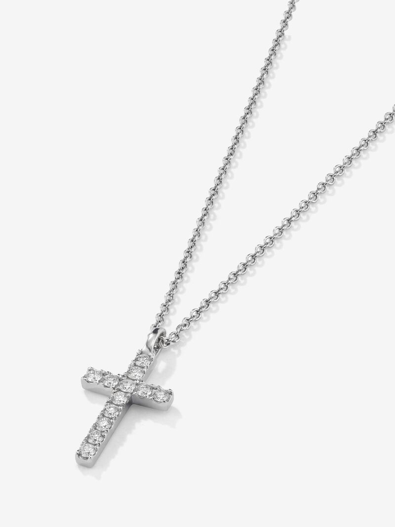 18K white gold pendant with cross of 12 brilliant-cut diamonds with a total of 0.24 cts image number 2