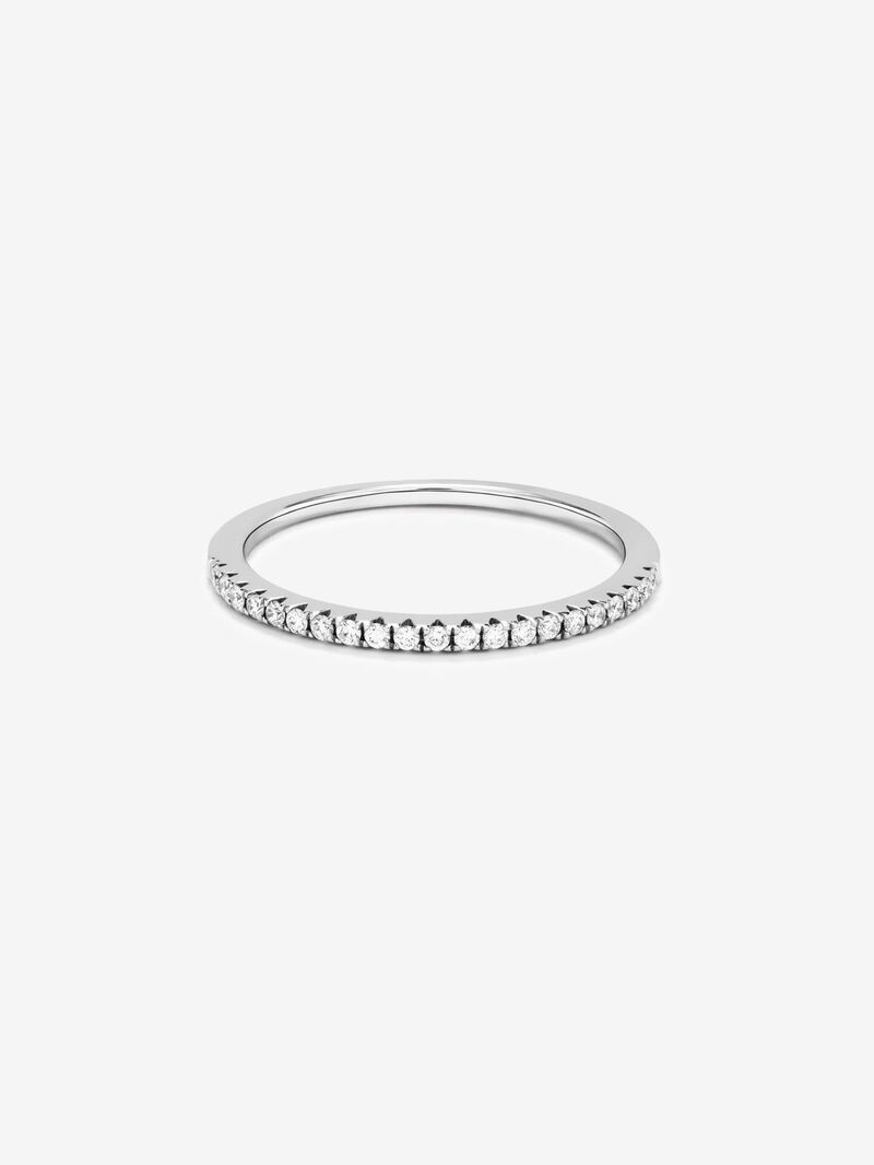 Half alliance engagement ring in 18K white gold with claw-set diamonds 0.10ct image number 2