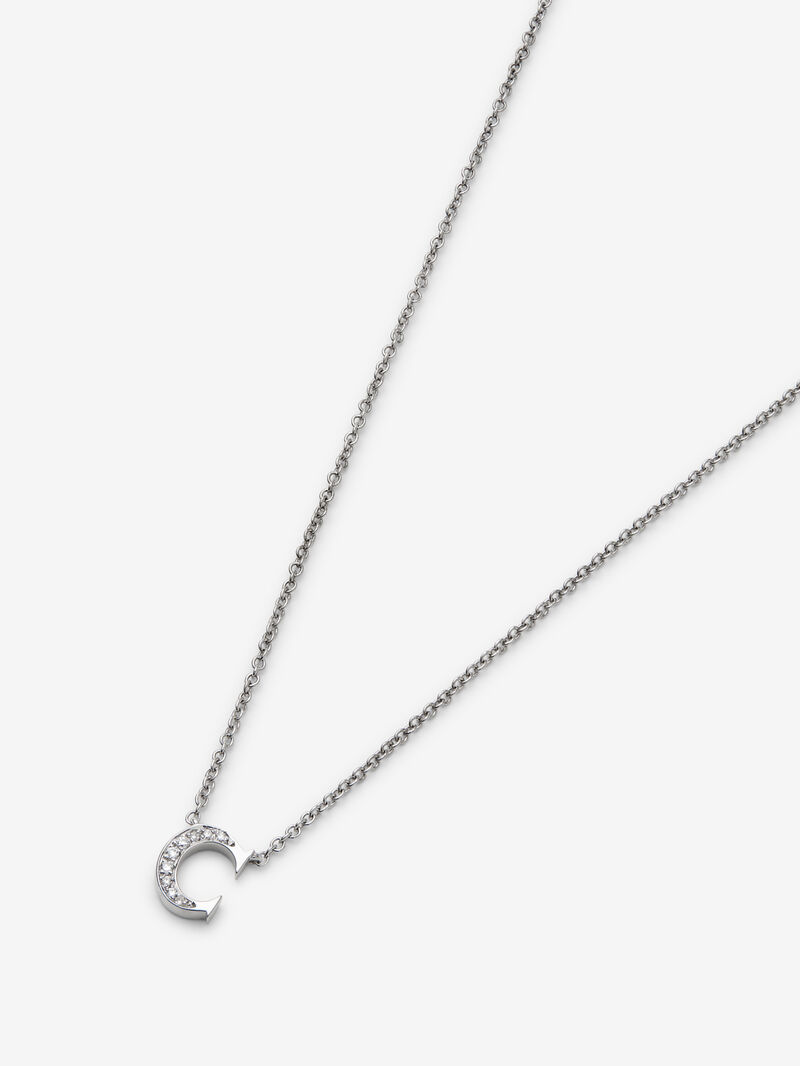 18K white gold pendant with letter C and 9 brilliant-cut diamonds with a total of 0.023 cts image number 2