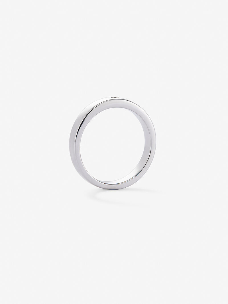 18K White Gold Wedding Alliance Ring with Diamond image number 6