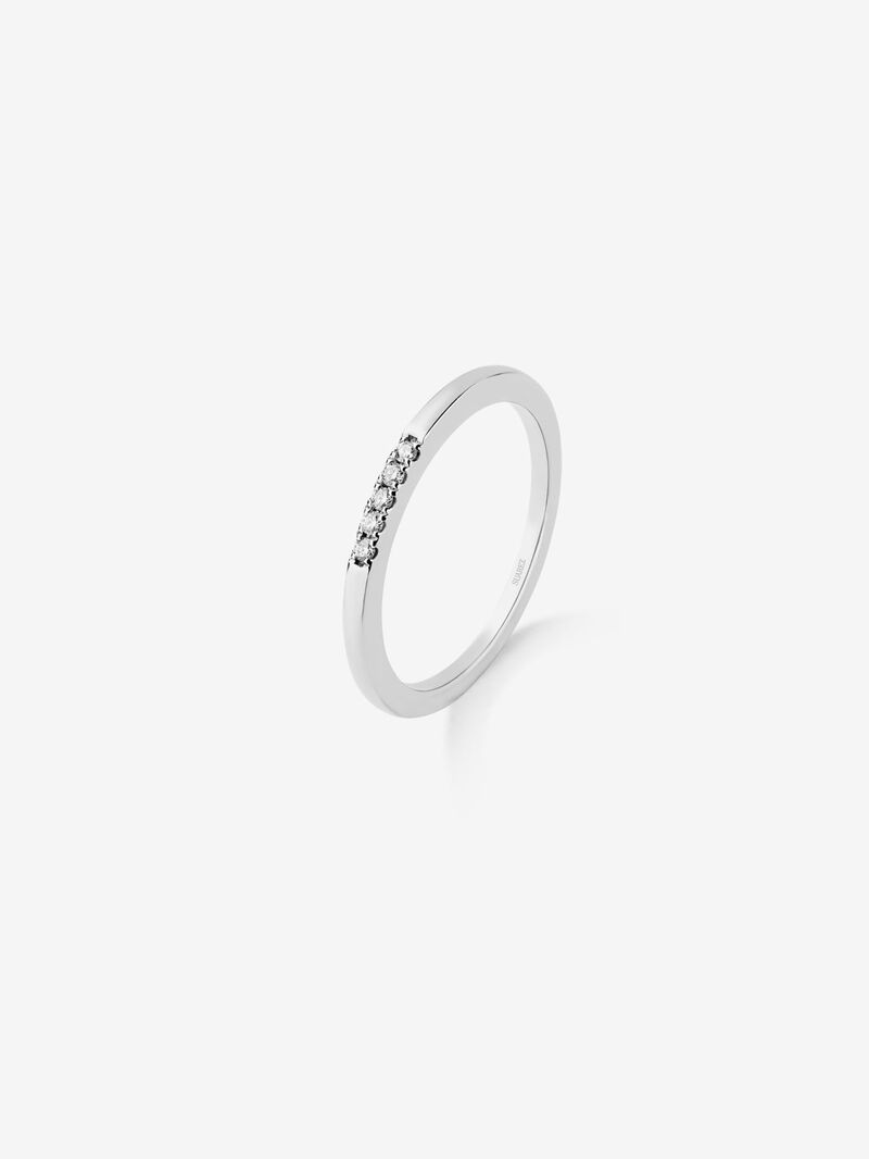 18K white gold ring with 5 brilliant-cut diamonds with a total of 0.05 cts image number 0