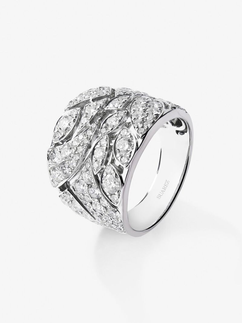 18K white gold ring with 92 brilliant-cut diamonds with a total of 3.1 cts image number 0