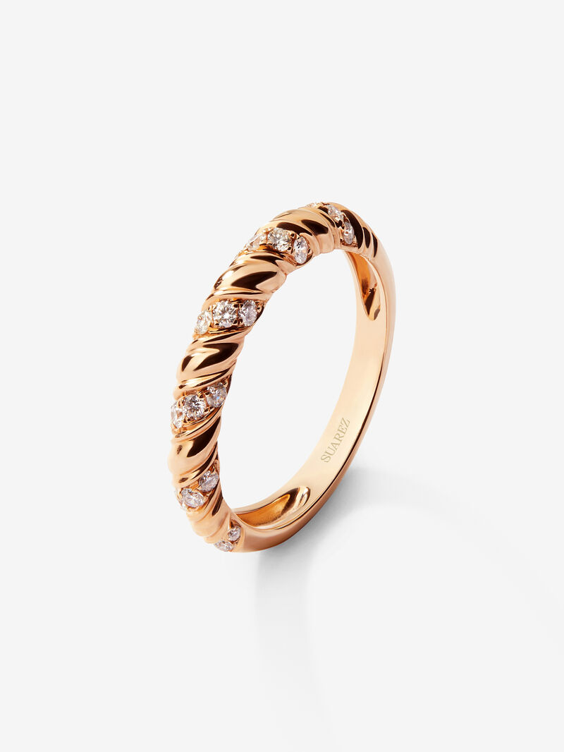 18K rose gold ring with 24 brilliant-cut diamonds with a total of 0.31 cts image number 0