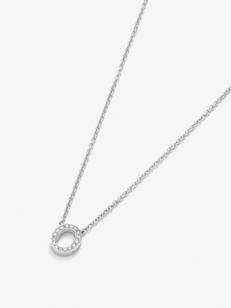 18K white gold pendant with letters and brilliant-cut white diamonds image number 0