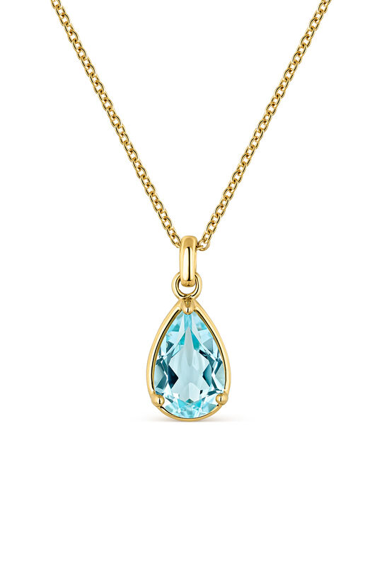 18kt yellow gold teardrop pendant with Sky blue topaz stone 2.37cts, PT16030-OASKY_V