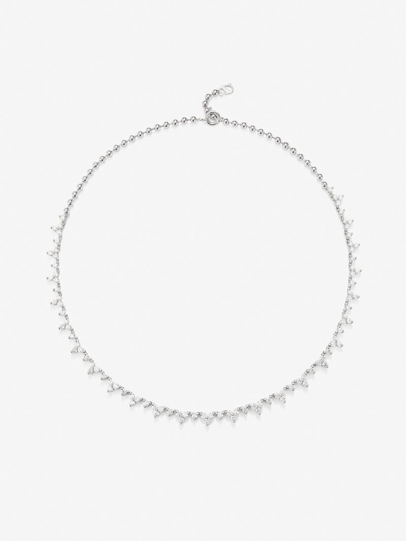 18K White Gold Rivière Collar with Blue Zafiros in Bright Size 1.7 CTS and White Diamonds in Bright Size of 3.97 CTS image number 0