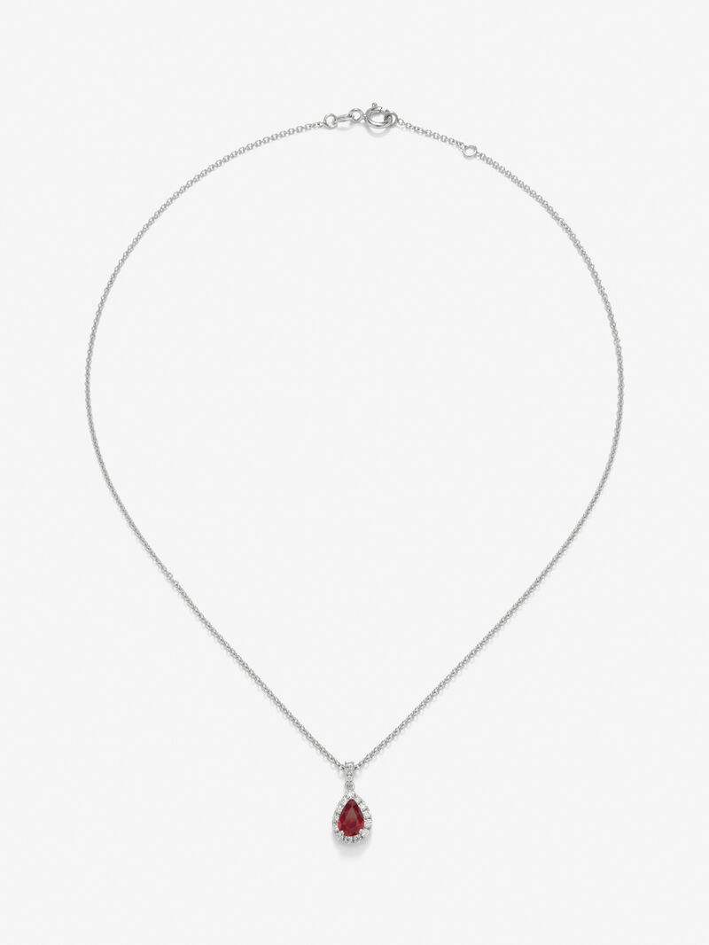 18K white gold pendant with intense red ruby ​​in 0.88 cts and diamonds 0.48 cts image number 0