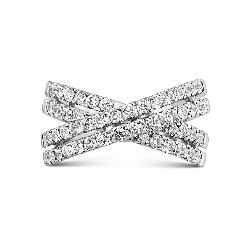 Anillo cruzado multibrazo de oro blanco de 18kt con diamantes, SO18029-OBD_V