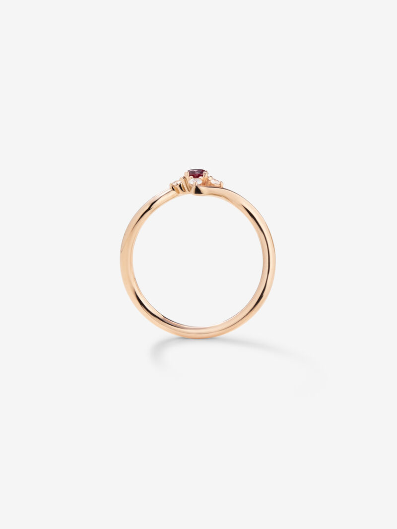 18K Rose Gold Ring with Ruby and Diamonds image number 4