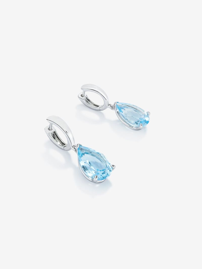 925 Silver hoop earrings with hanging topaz image number 3