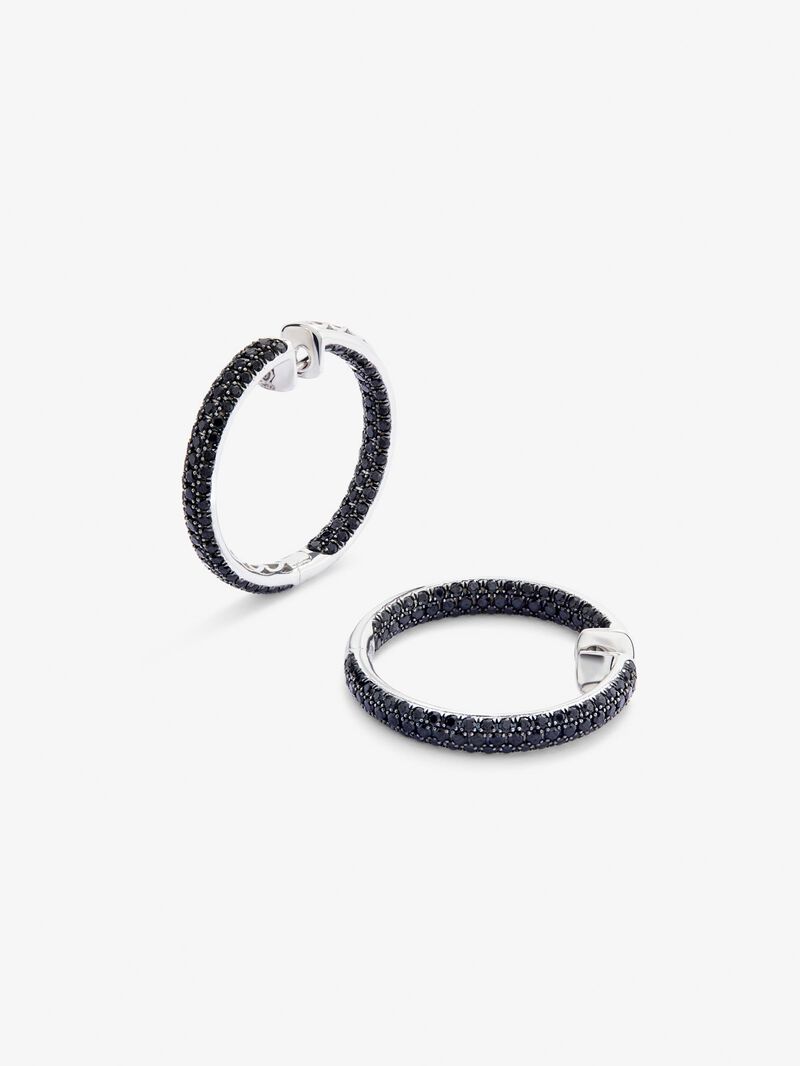 Large hoop earrings 925 silver with spinels image number 2