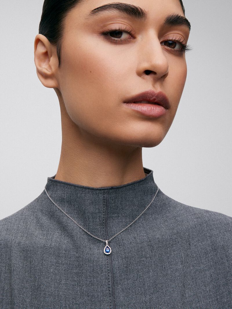 18K White Gold Orla Chain with Sapphire and Diamond image number 3