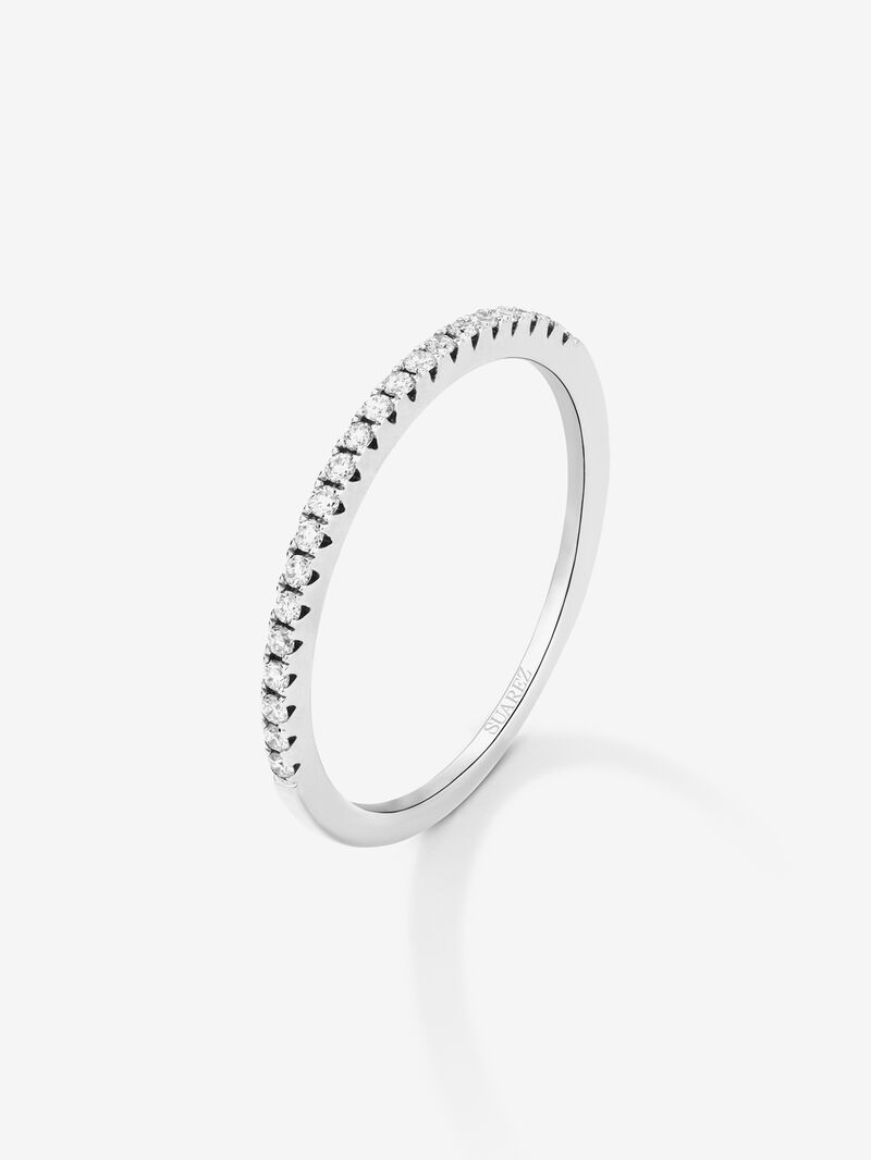 Half alliance engagement ring in 18K white gold with claw-set diamonds 0.10ct image number 0