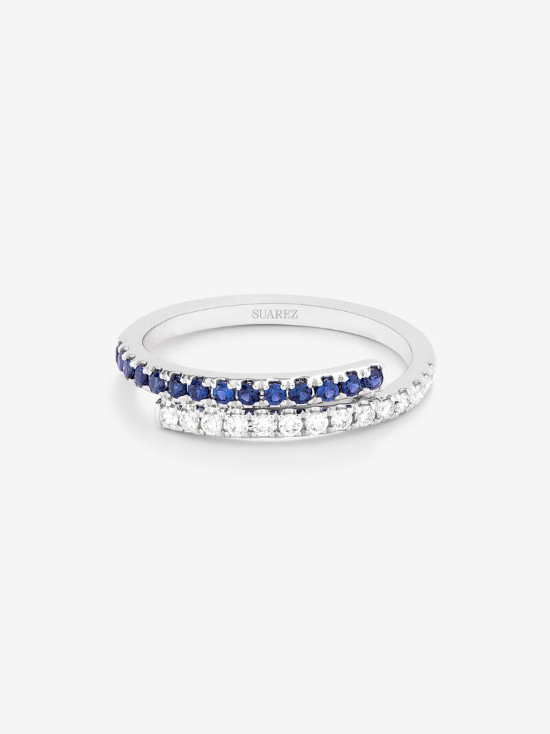 Media Open 18k White Gold Alliance with Diamonds and Blue Sapphires image number 2