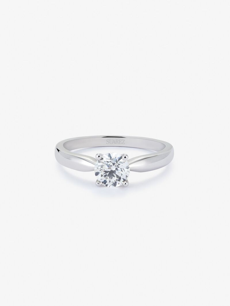 18K white gold solitaire ring with 0.7 ct brilliant cut diamond image number 2