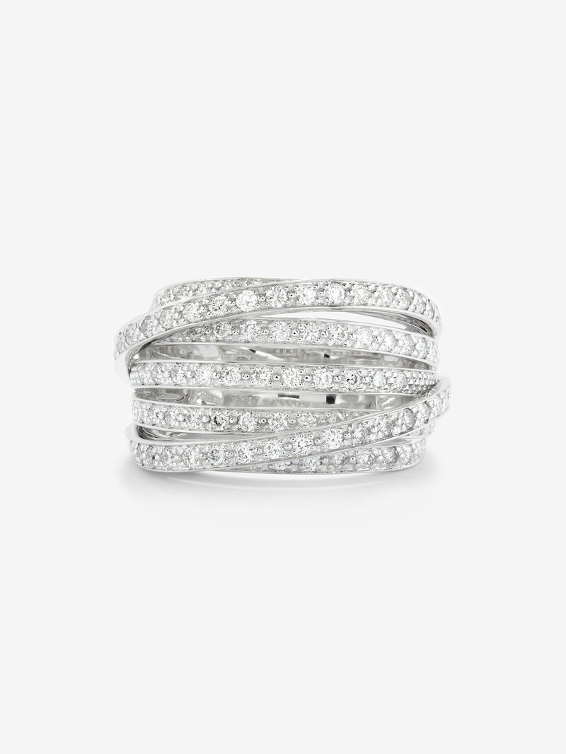 18K white gold multi-arm ring with 101 brilliant-cut diamonds with a total of 1.2 cts image number 2