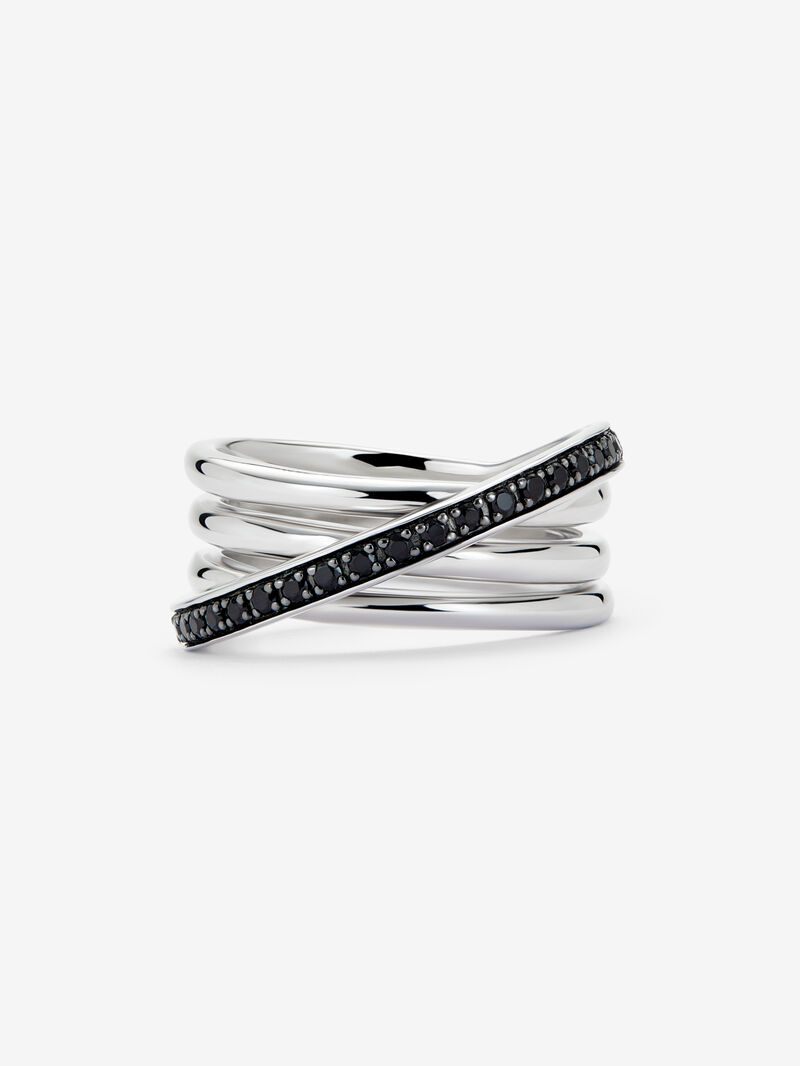 925 silver ring with paved black spinels in brilliant cut with a total of 0.36 cts image number 1