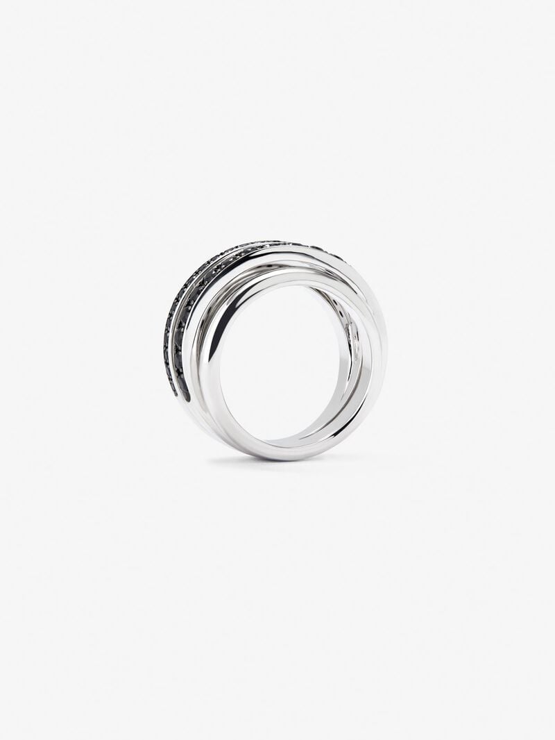 925 Silver Ring with Black Spinel Pavé image number 7