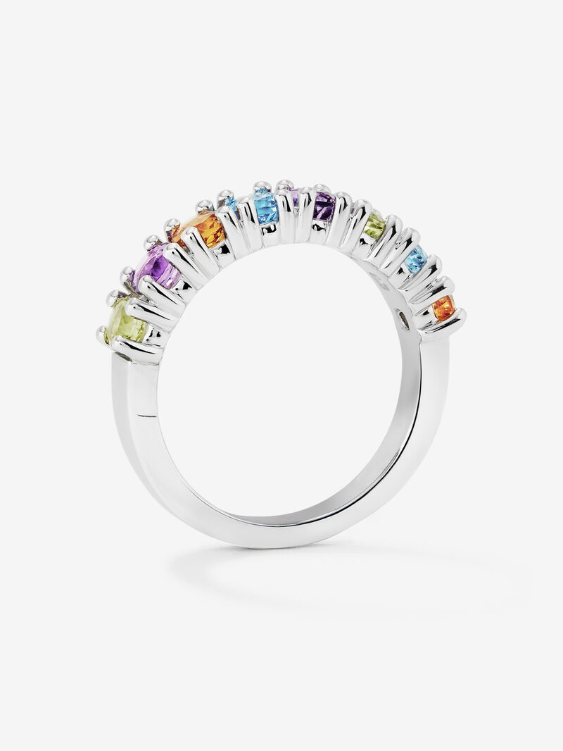 925 silver ring with brilliant-cut peridots, purple amethysts, citrine quartz and Swiss blue topaz image number 4
