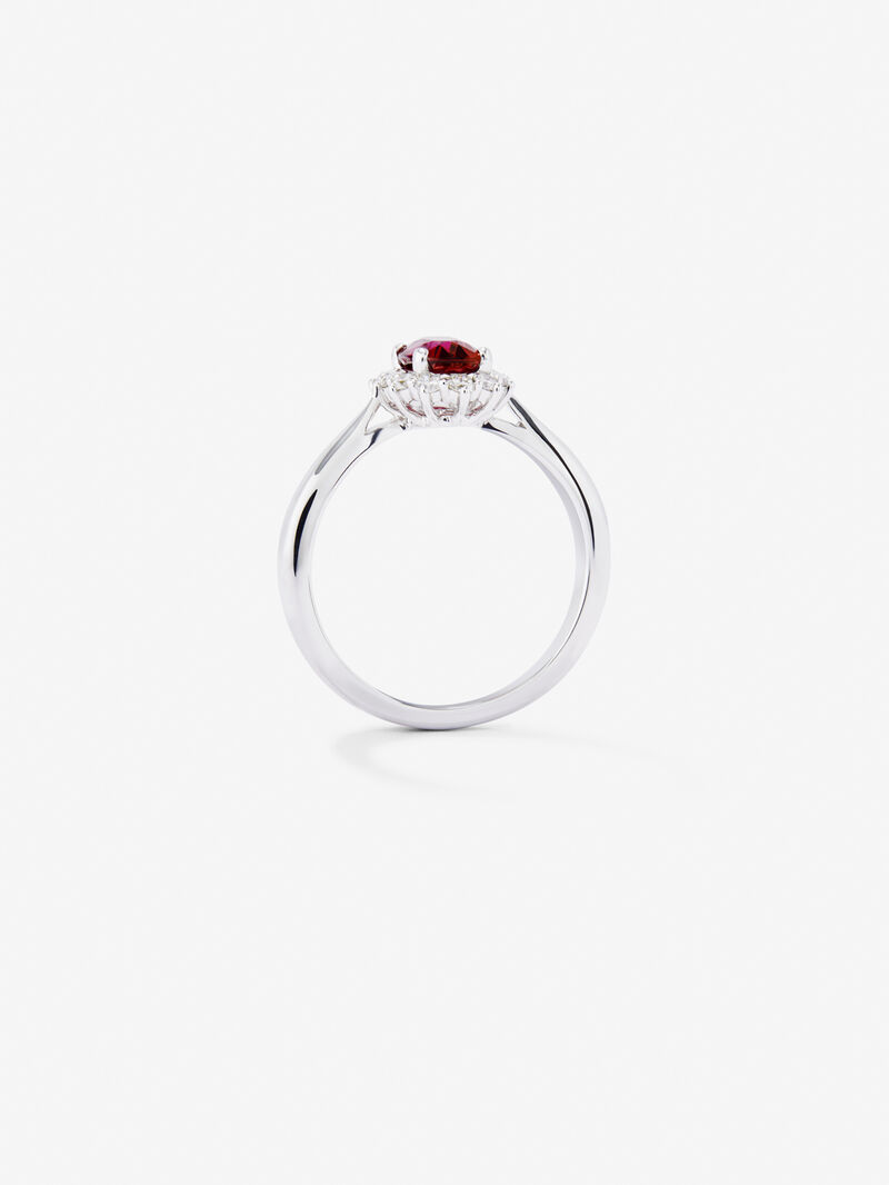 18K White Gold Ring with Red Red Vivid in 1.24 cts oval size and white diamonds of 0.25 cts image number 4