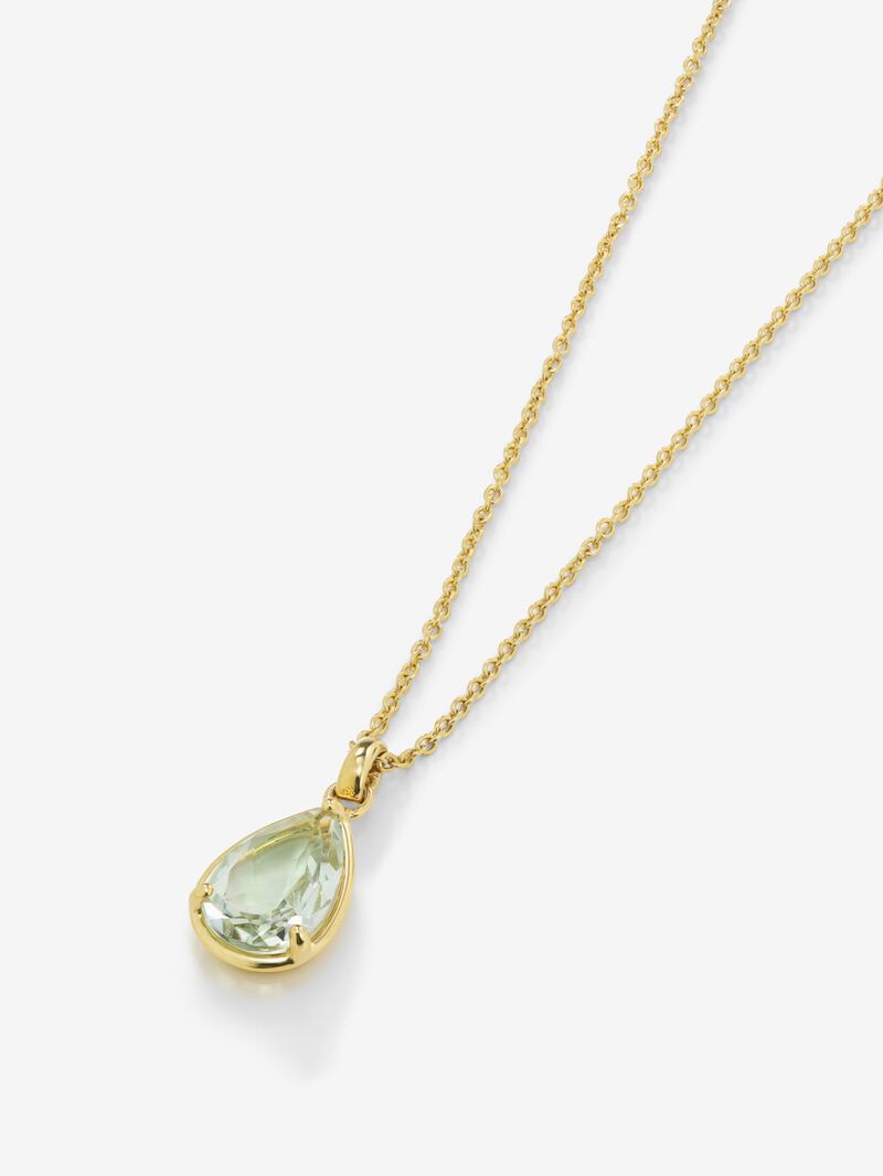 18K Yellow Gold Pendant Chain with Green Amethyst image number 2