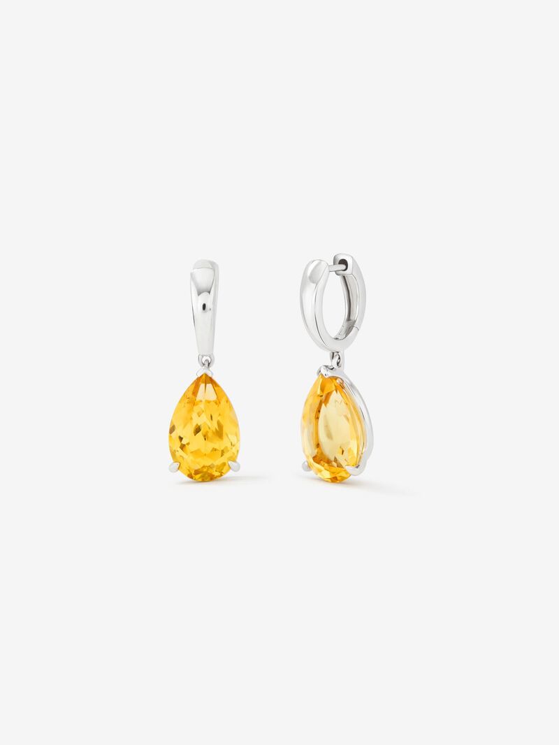 925 Silver hoop earrings with hanging citrine image number 0