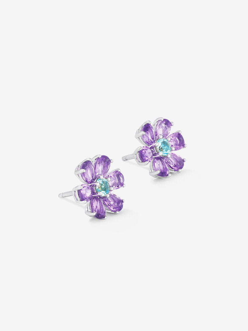 Silver Flower 925 with Topacio and Amatista image number 2