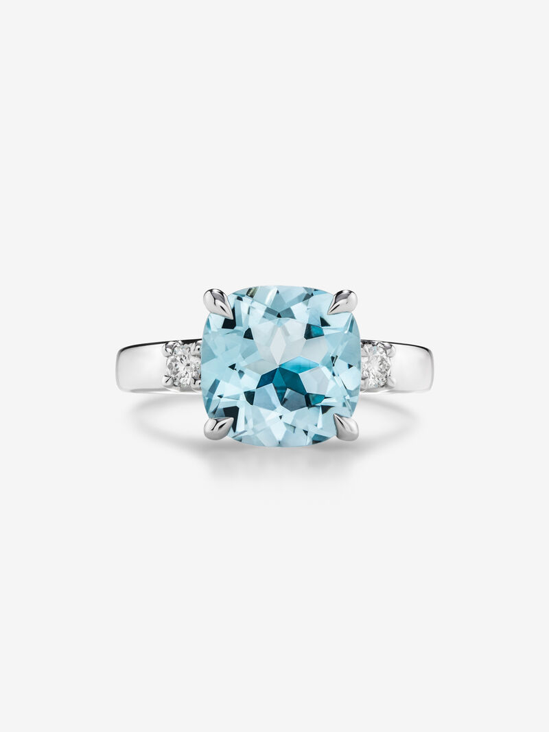 Three-piece 925 silver ring with topaz and diamonds image number 2
