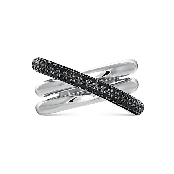 Anillo Argento plata con espinelas negras 0,46 quilates, SO14017-AGESP