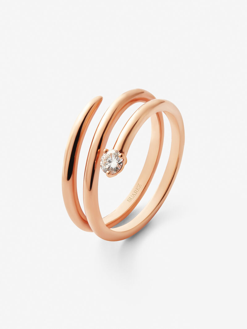 18K rose gold multi-arm ring with 0.13 ct brilliant-cut diamond image number 1