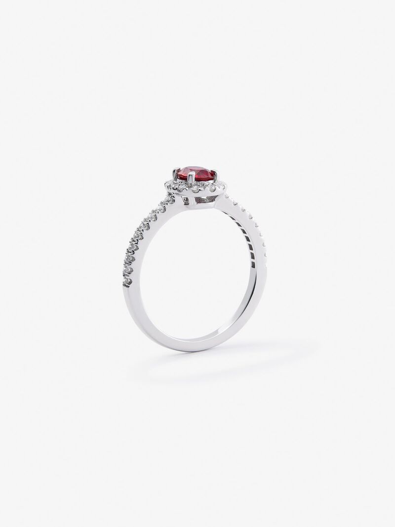 18K white gold ring with intense red ruby ​​in 0.52 cts and white diamonds in bright 0.29 cts image number 4