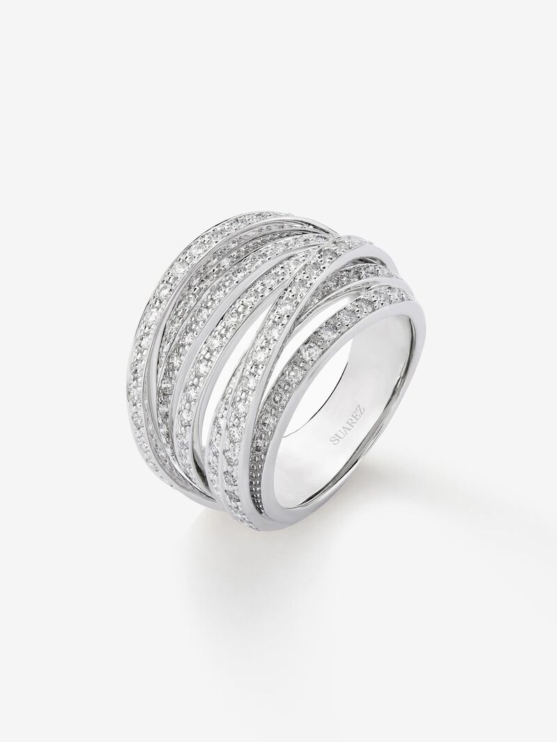 18K white gold multi-arm ring with 101 brilliant-cut diamonds with a total of 1.2 cts image number 0