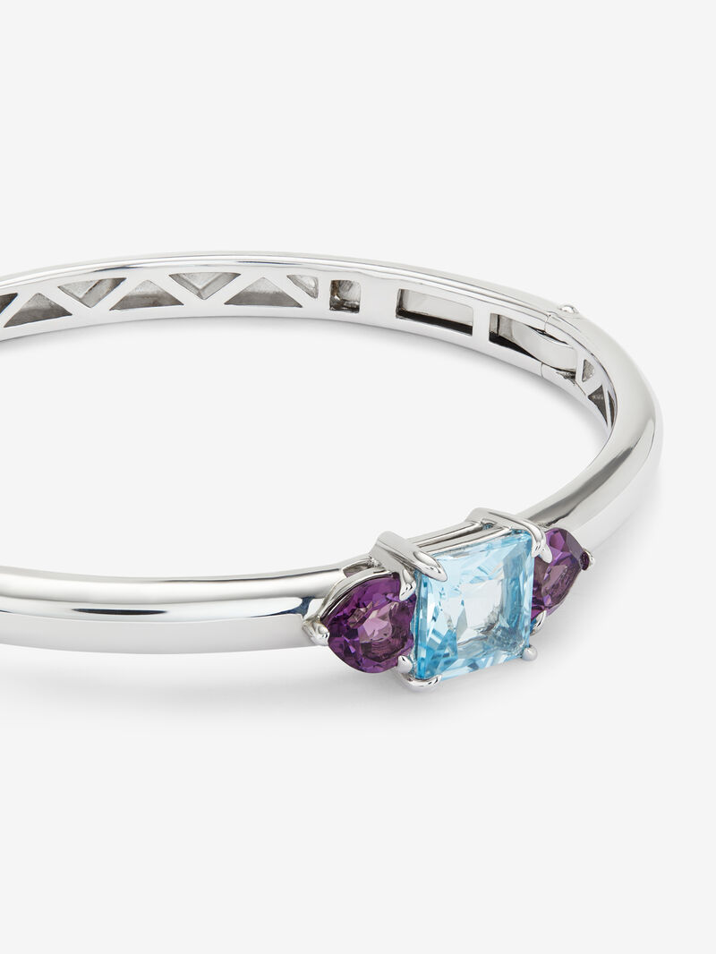 925 Silver rigid bracelet with topaz and amethysts image number 2