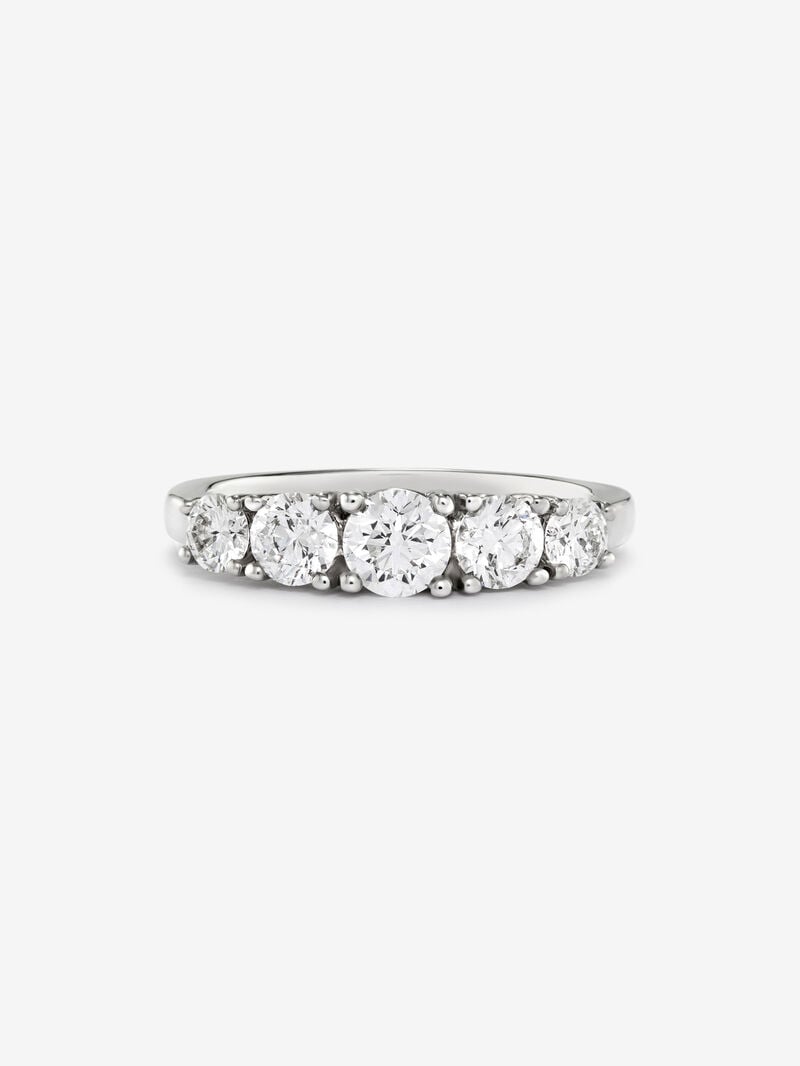 18K White Gold Cinquillo Ring with white 1.2 cts bright size size image number 2
