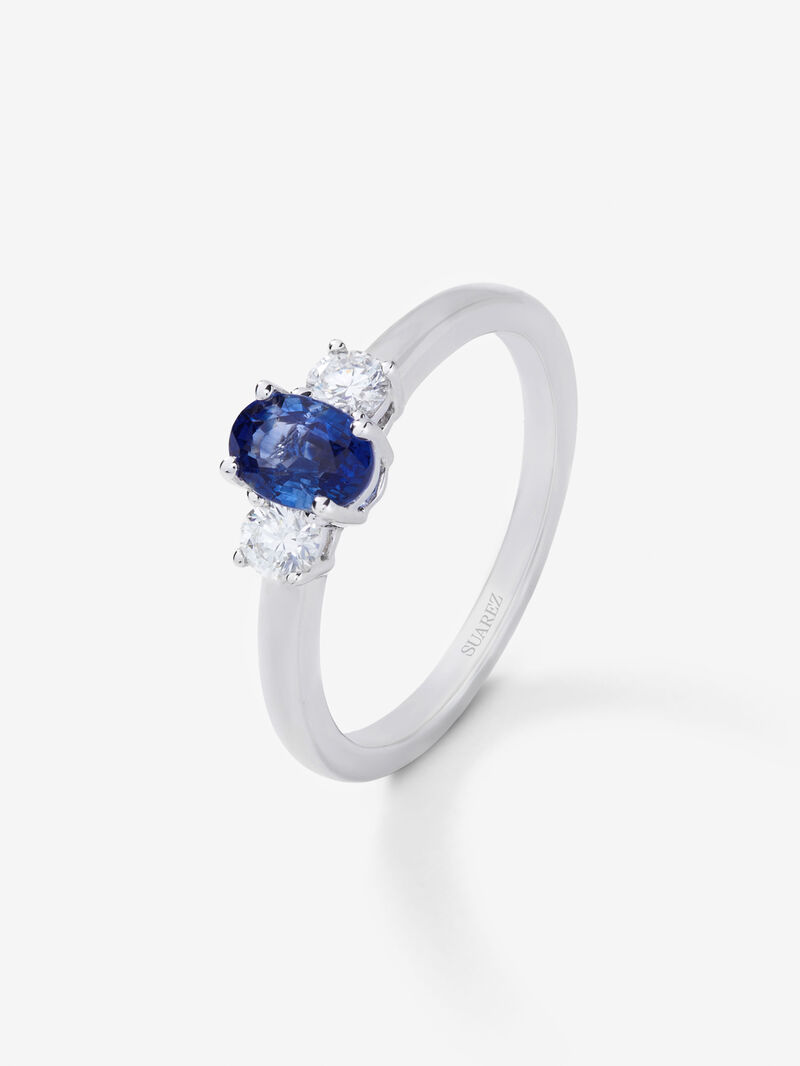 You and I of 18k White Gold with Zafiro and Diamond image number 0
