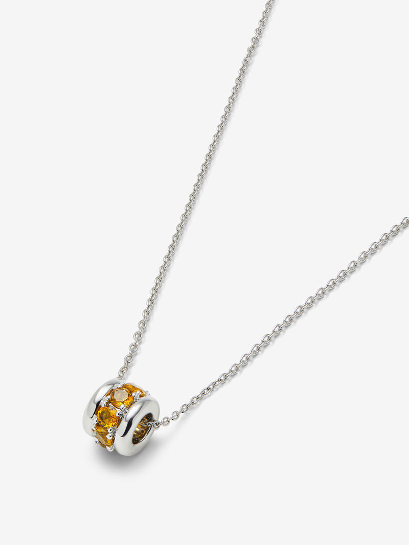 925 silver pendant with paved brilliant-cut citrine quartz image number 2