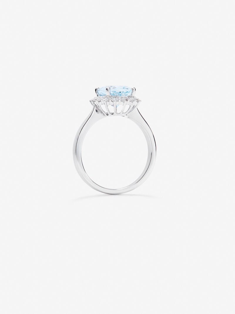 18K White Gold Ring with Aguamarine in 4.29 cts and white diamonds in a brilliant 0.77 cts image number 4