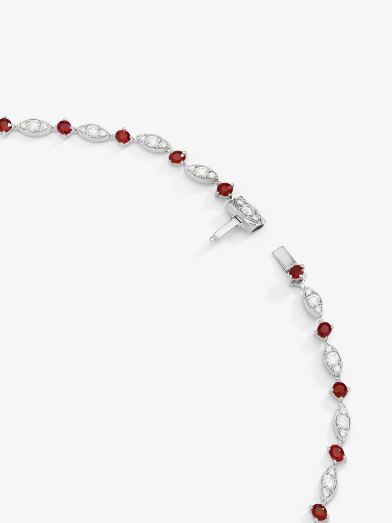 18K White Gold Collar with red rubies in pear size and 3,59 cts and white diamonds in a brilliant 7.1 cts diamonds image number 4