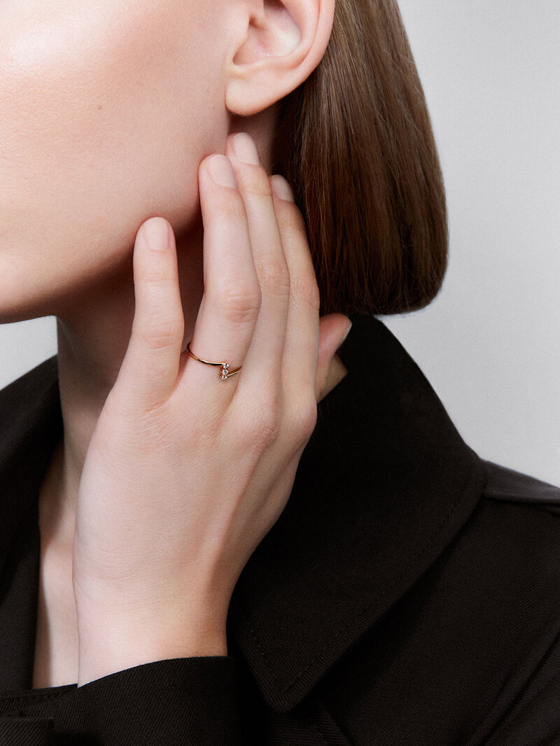 18K Rose Gold Ring with Diamonds image number 2