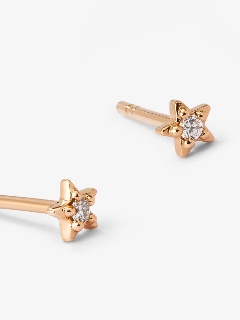 18K rose gold earrings with 2 brilliant-cut diamonds with a total of 0.03 cts image number 2