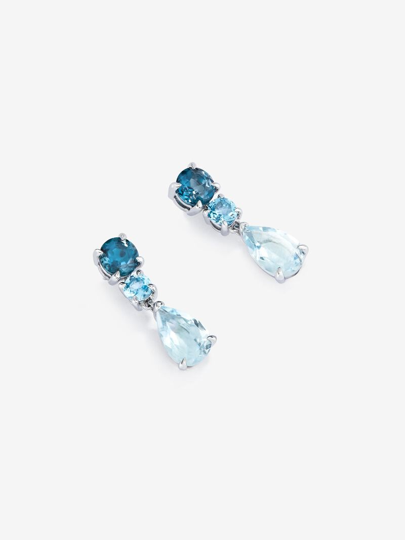 Long 925 silver earrings with topaz. image number 2