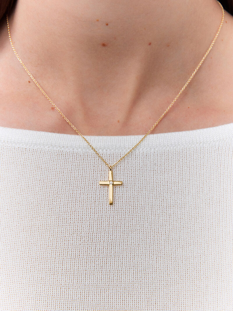 Pendant necklace with large 18K yellow gold cross image number 3