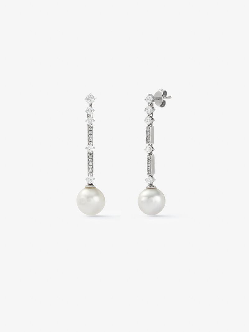 18k white gold pendant earring with Australian pearl and diamond. image number 0